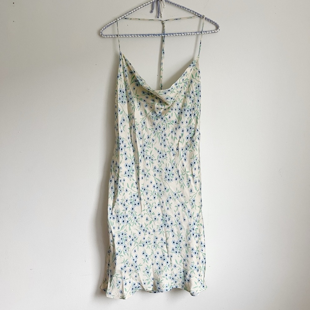 Zara Floral Cowl Neck Spaghetti Strap Slip Dress | Size Large
